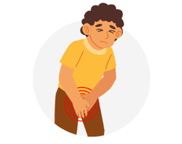Icon representing pain and swelling in the testicles, penis, vagina, or anus as STI symptom