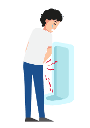 Icon representing pain or burning sensation when urinating as STI symptom